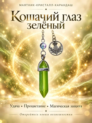 Маятник-Кристалл-карандаш Кошачий Глаз (зеленый) 7142